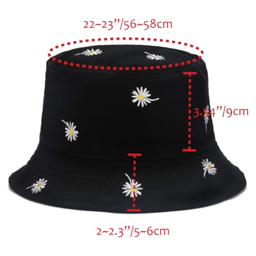 Image of Reversible Bucket Hat for Women Summer Travel Fisherman Cap, Girls Cute Double Side Wear Bucket Cap
