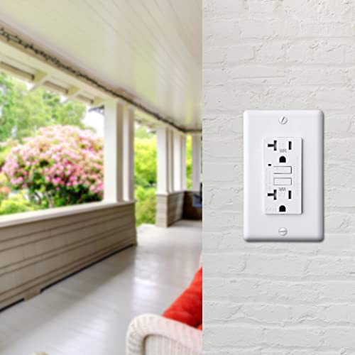 Faith 20A Outdoor Gfci Outlets, Weather And Tamper-Resistant Gfi Duplex Receptacles, Self-Test Wr Tr Ground Fault Circuit Interrupter With Wall Plate, Etl Listed, White #TOP6