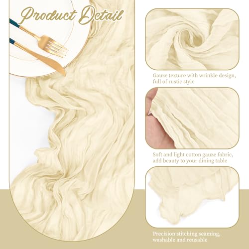 EVSGSONL 10 Pack Ivory Cheesecloth Table Runner Long,21.5 x 120 Inch by EVSGSONL - Used condition - Image 3