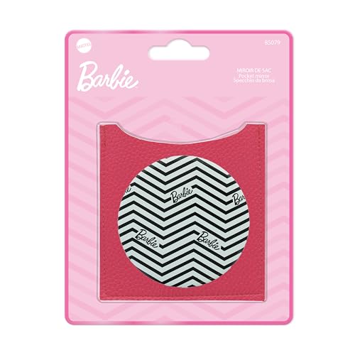 Barbie – Specchietto da Borsa Compatto da Viaggio – Doppia Faccia Ingrandente – Custodia Protettiva Elegante – Ideale per Borsa e Spostamenti – Accessorio Donna per Ritocchi Istantanei