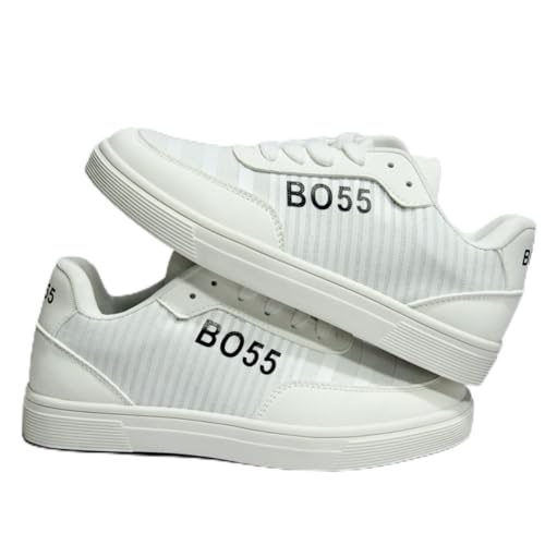 B055 Sneakers, White, Lace-up, Ribbed Textile Upper