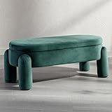 DUOMAY Storage Ottoman Bench, Velvet Upholstered Fabric Storage Bench End of Bed Stool for Bedroom Living Room Entryway, 44.75' Width, Green