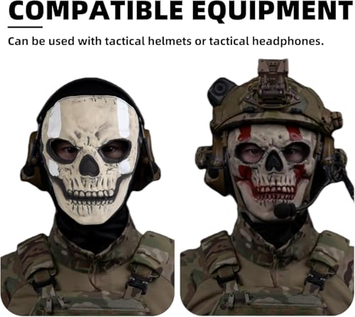 Masque Tactical Airsoft Full Face Cagoule Crâne Halloween Antibuée - 7