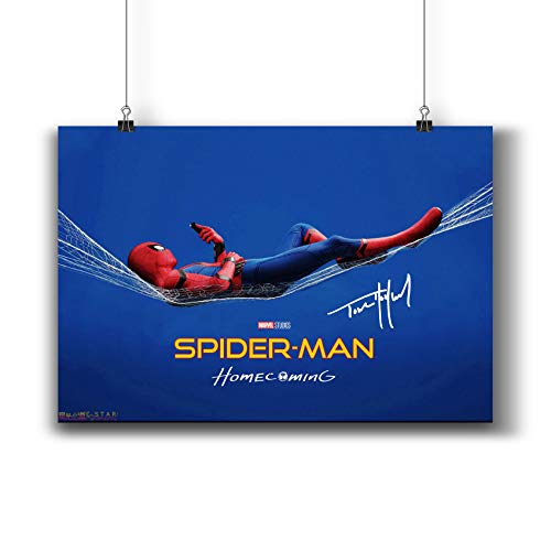Pentagonwork Spider-Man Homecoming Movie Poster Casts Signed Reprint 11.7x16.5 A3 Prints w Stickers 2017 Film, Tom Holland Peter Parker Autographed, 541-112