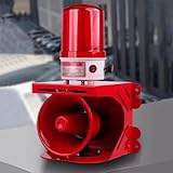 LED Industrial Siren Alarm, 0-110dB Adjustable Volume Sound and Light Alarm Siren, Waterproof Warning Security Strobe Light for Mines, Quarries, Private Residences, Construction Sites