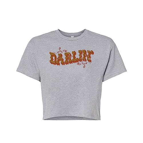TeesAndTankYou Darlin' Crop Tee Shirt Women's Medium Grey