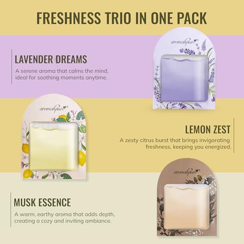Image of Aromahpure Gel Wink Hanging Car Perfume - Lavender, Lemon, Musk | Pack of 3 | Long-Lasting Gel Based Car Air Freshener | Car Accessories | Last Up to 30 Days