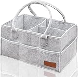 Essential Baby Diaper Caddy for Newborns. Spacious, Sturdy & Portable Baby Basket. Newborn Baby Essentials, Nursery Storage Basket & Diaper Caddy Organizer for Baby Shower Gifts (Felt grey)