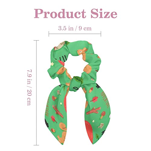 Chouchou cheveux nœud papillon motif carlin vert pour attacher sans casser