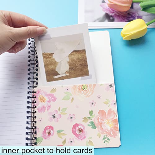 Rhuyoshn Spiral Notebooks 5 × 7 Inch, Small Journals For Girls Women, 4 Pack College Rule Flower Journal School Supplies Students Office, Inner Pocket, 80 Sheets/160 Pages #TOP1