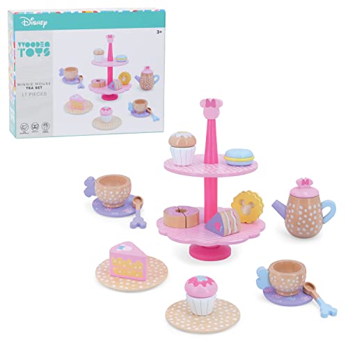 Just Play Disney Wooden Toys Minnie Mouse Tea Set Pretend Play Officially Licensed Kids Toys for Ages 3 Up Amazon Exclusive