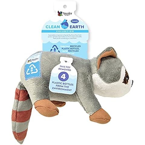 Spunky Pup Clean Earth Plush Raccoon | Made from 100% Recycled Water Bottles | Small Cover