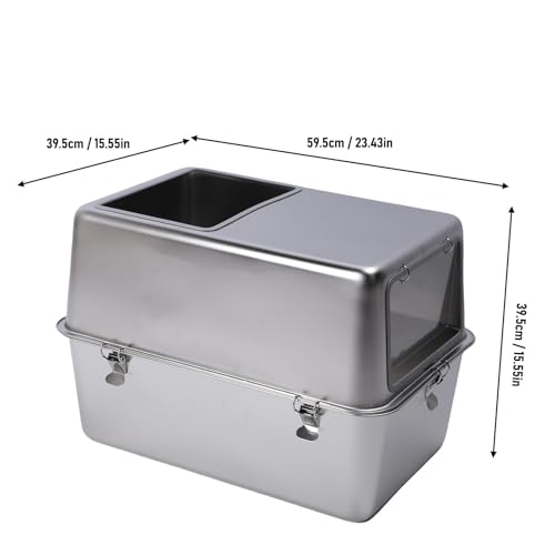 Caja de arena para gatos acero inoxidable grande miniatura 7