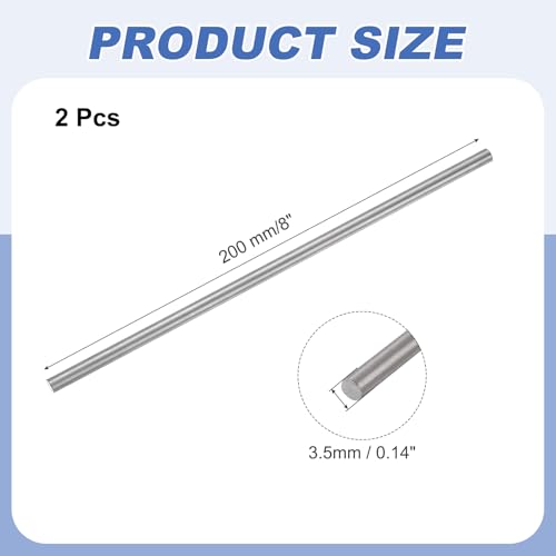 QUARKZMAN 2 Stk Titanium Rundstange 0.14 Zoll Durchmesser (3.5mm) 8 Zoll Länge GR5 Metall Massiv TC4 Titanium ium Rundstange Metallstange Für Modellflugzeug Auto Schiff DIY Handwerk