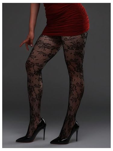 WDIRARA Women's 2 Pairs Plus Size Striped Sheer Stockings Mesh Fishnet Tights High Waisted Pantyhose3