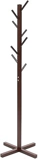 Ginoya brothers Wooden Coat Rack and Shoe Rack, Entryway Coat Rack Hallway Bench Storage Organizer with Hooks for Living Room,Bedroom,Office. (92-1 Walnut)