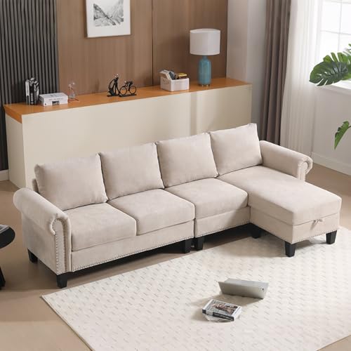 JOYBASE Sectional L-Shaped Couch with Reversible Chaise Modern 4-Seater Sofa