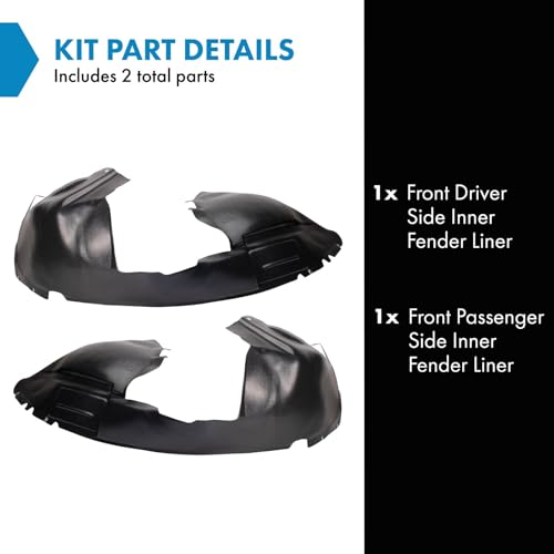 Image of TRQ Front Inner Fender Liner Set Driver & Passenger Side Compatible with 2004-2007 Chrysler Town & Country 2001-2007 Dodge Caravan CH1248113 CH1249113