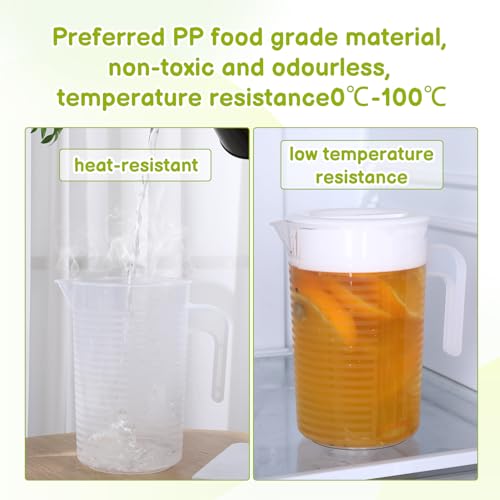 2 Pack Juice Jug with Lid, 2L Water Jug iced Tea Pitcher Beverage Juice Container Fridge Jugs for Milk Juice Iced Tea Lemonade Fridge Drink Container (White Lid) - Image 3