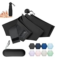LILAC Mini Regenschirm Leicht & Kompakt, UPF 50+ UV-Schutz Taschenschirm für Damen Herren & Kinder, Kleiner Reiseschirm mit Hartschalen-Etui & Karabiner, 90cm Spannweite