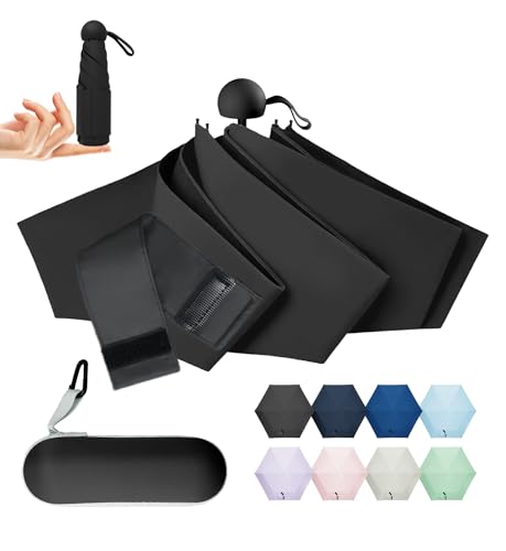 LILAC Mini Regenschirm Leicht & Kompakt, UPF 50+ UV-Schutz Taschenschirm für Damen Herren & Kinder, Kleiner Reiseschirm mit Hartschalen-Etui & Karabiner, 90cm Spannweite