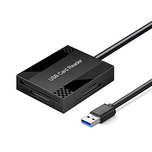 SD Card Reader USB USB Card Reader 3.0 for Windows Mac Linux Read 4 Cards Simultaneously CF, MS, SD, TF/ Micro SD, CFI, SDXC, SDHC, Micro SDXC, Micro SDHC, MMC(4 in 1 Micro Sd Card Reader)