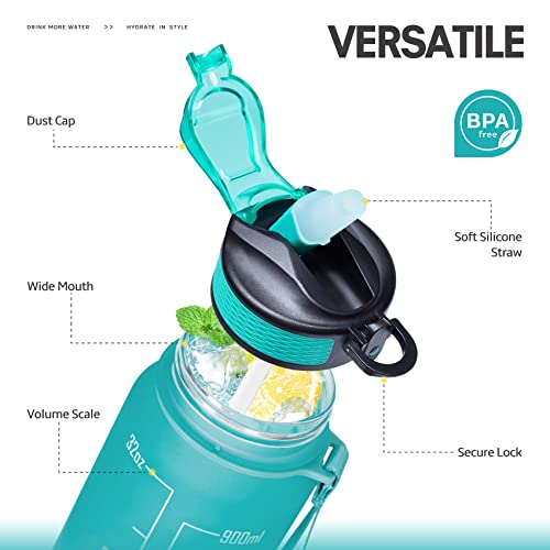 Venture Pal 32 Oz Sports Water Bottle With Time Marker, Carry Strap And Cleaning Brush - Bpa Free, Leak Proof, Straw Lid - Perfect For Fitness And Outdoor Activities #TOP2