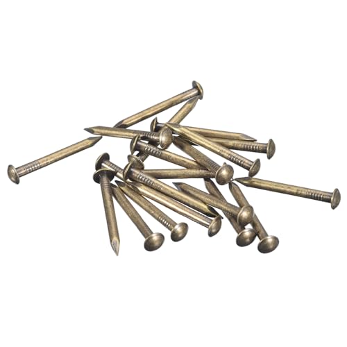 sourcing map 15Pcs Small Tiny Nails 2.8x30mm(DXL) Tiny Brass Nails Hardware Round Head Brass Nail for Wooden DIY Projects Decorative Boxes Household, Bronze Tone