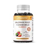 Vitamatic Valerian Root & Chamomile Gummies – Plant-Based Botanical Extract – Mixed Berry Flavor – Vegan, Non-GMO, Gluten-Free – Herbal Supplement – 60 Count