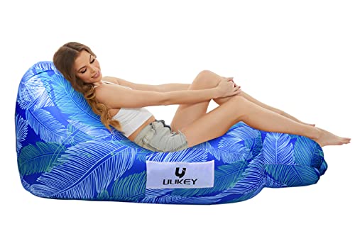 Ulikey Sofá Hinchable, Sofá de Aire Portátil Tumbona Hinchable, Sofá Inflable con Paquete Portátil, Impermeable Ligero Inflable Sofá, Tumbona de Aire para Exterior Camping Viajes Fiestas Patio Parque
