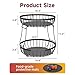 Sevenblue 2 Tier Large Fruit Basket for Kitchen Counter with 2 Banana Hangers, Metal Stackable Fruit Bowl for Kitchen Counter for Bread Vegetable Fruits, Black