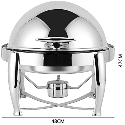 LKJHG Chafing Dish Set, Edelstahl Roll-Top Round Chafer Buffetwärmer Set Mit Essenspfanne, Wasserpfanne Und… – Bild 7