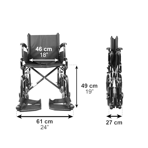 Fauteuil roulant de transport pliant léger en acier robuste noir PEPE Mobility
