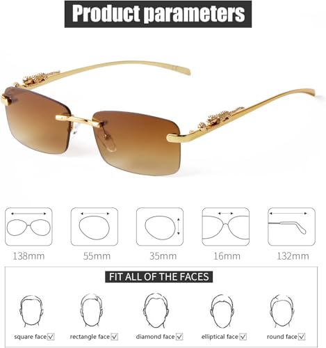 Image of Honey Singh & Mc Stan Vintage Rimless Square Sun Glasses UV Protection Men's & Women's Shade Trendy Metal Frameless.