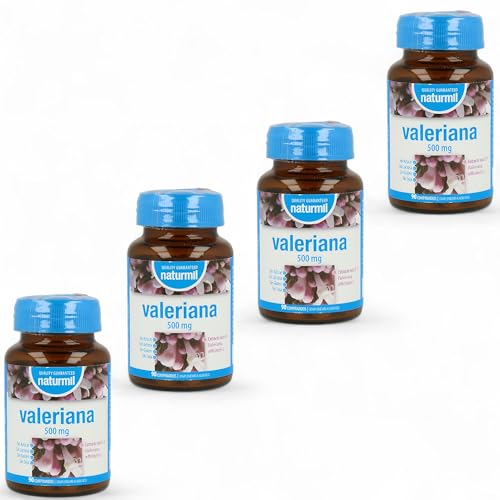 Naturmil Valeriana - Pack Ahorro 4 x 90 Comprimidos - Con Valeriana Officinalis - Sin Gluten, Sin Lactosa y Sin Azúcar - Suplemento Natural para Ansiedad e Insomnio