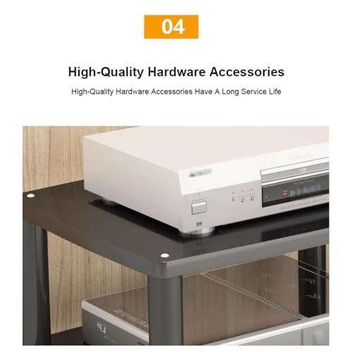 Nowoczesny stojak HiFi 1/2/3/4-poziomowy stojak na media AV, drewniana półka narożna stereo i na komponenty odtwarzacza CD, idealny do kina i telewizora, biały, 60 x 48 x 8 cm