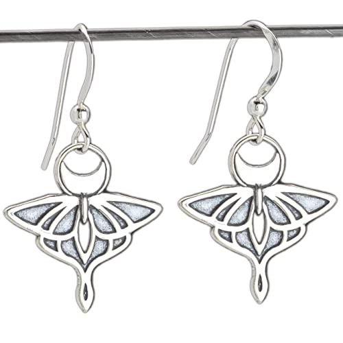 Sterling Silver Luna Moth Earrings - Double Sided - Handmade, Solid .925