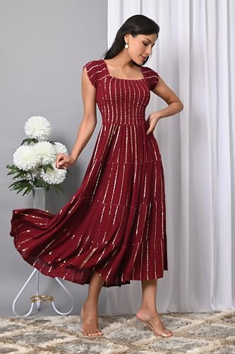 Image of IQRAAR Dress for Women Printed Midi Dress