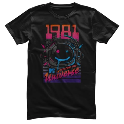 T-Shirt MTV 1981 Idée Cadeau Homme Nostalgie Fan de Musique et Graphisme Spatial Retro