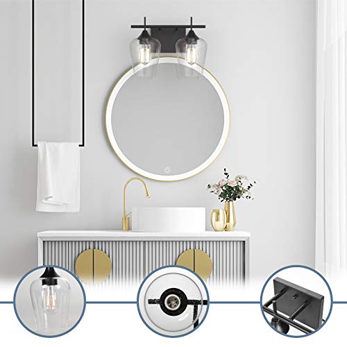 Tangkula 2-Light Wall Sconce, Industrial Vanity Light Fixture With Clear Seeded Glass Lampshade, Bathroom Vanity Light Wall Mounted Sconces Over Mirror For Bathroom Makeup Dressing Table #TOP7