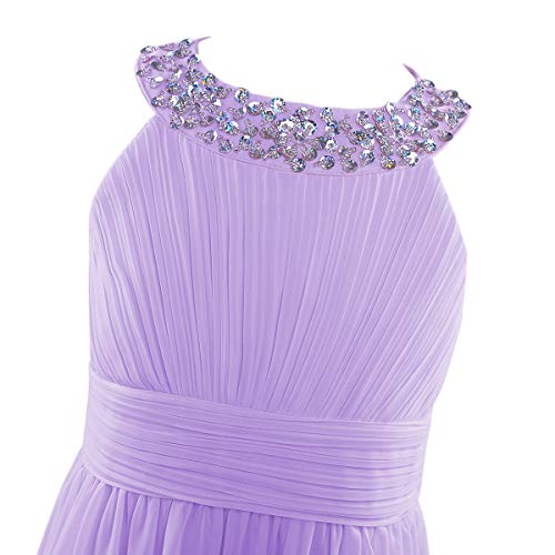 iiniim Kids Girls Sequined Halter-Neck Chiffon Long Bridesmaid Dress Wedding Party Prom Gown Flower Girl Dress4