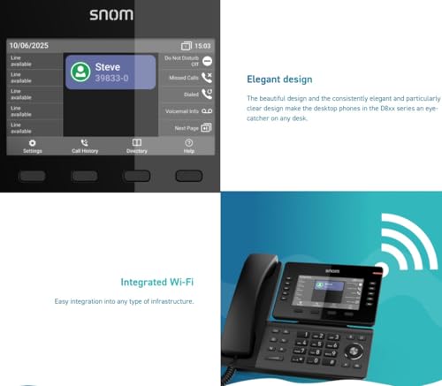 Teléfono de sobremesa Snom D815WB con 12 SIP y puerto USB 4