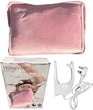 Rechargeable Hot Water Bottle – Pink Electric Cordless Heat Pack for Pain Relief Fast Heating, Long-Lasting Warmth Soft Plush Cover Reusable & Safe