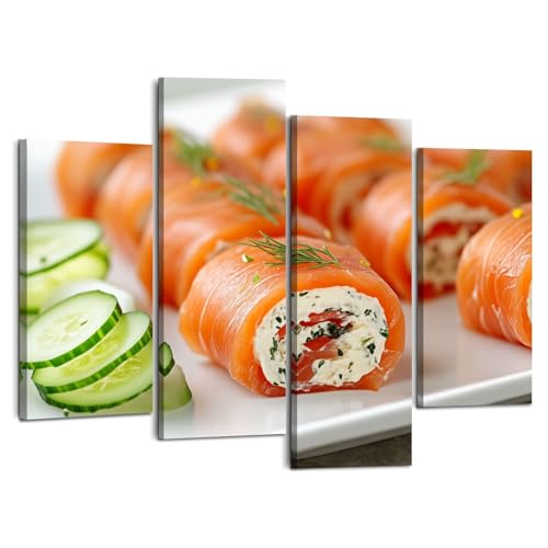 Canvas Wall Art Prints Pictures Smoked Salmon Rolls Cream Cheese