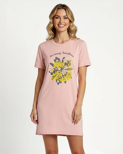 Image of Real Essentials 3 Pack: Women's Short Sleeve Nightgown Dress - Nightshirt Pajama Sleep Shirt Sleepwear (Available in Plus)