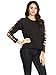 Anna-Kaci Ripped Cut Out Holes Long Sleeve Faded Distressed Top Pullover Shirt,Black,Large