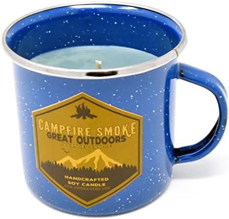 Campfire Smoke Scented - Soy Candle Camping Mug - Highly Scented - Made with Soy Wax - Handmade in The USA - Candeo Candle