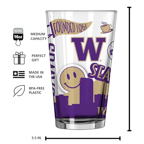 Image of Logo Brands NCAA 16 oz Pint Glass - Durable Glass With Bold Team Color- Chip-Resistant Rim Drinkware For Fans, Tailgates, Home Bars & Everyday Use