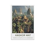 FJIWECWSQ Angkor Wat Tempel Kambodscha Vintage-Reiseposter 20 x 30 cm Leinwand Wandkunst Gemälde Drucke
