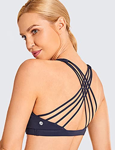 Image of CRZ YOGA Naked Feeling Strappy Sports Bras for Women - Criss Cross Back Wireless Padded Cami Yoga Workout Top